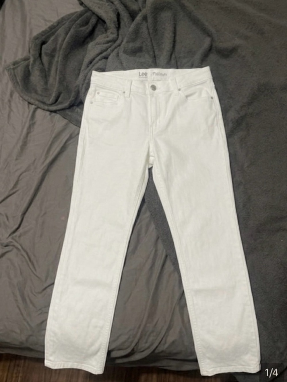 NWOT Lee Platinum White Straight Leg Jeans 12 Coastal Grandmother